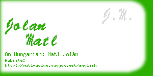jolan matl business card